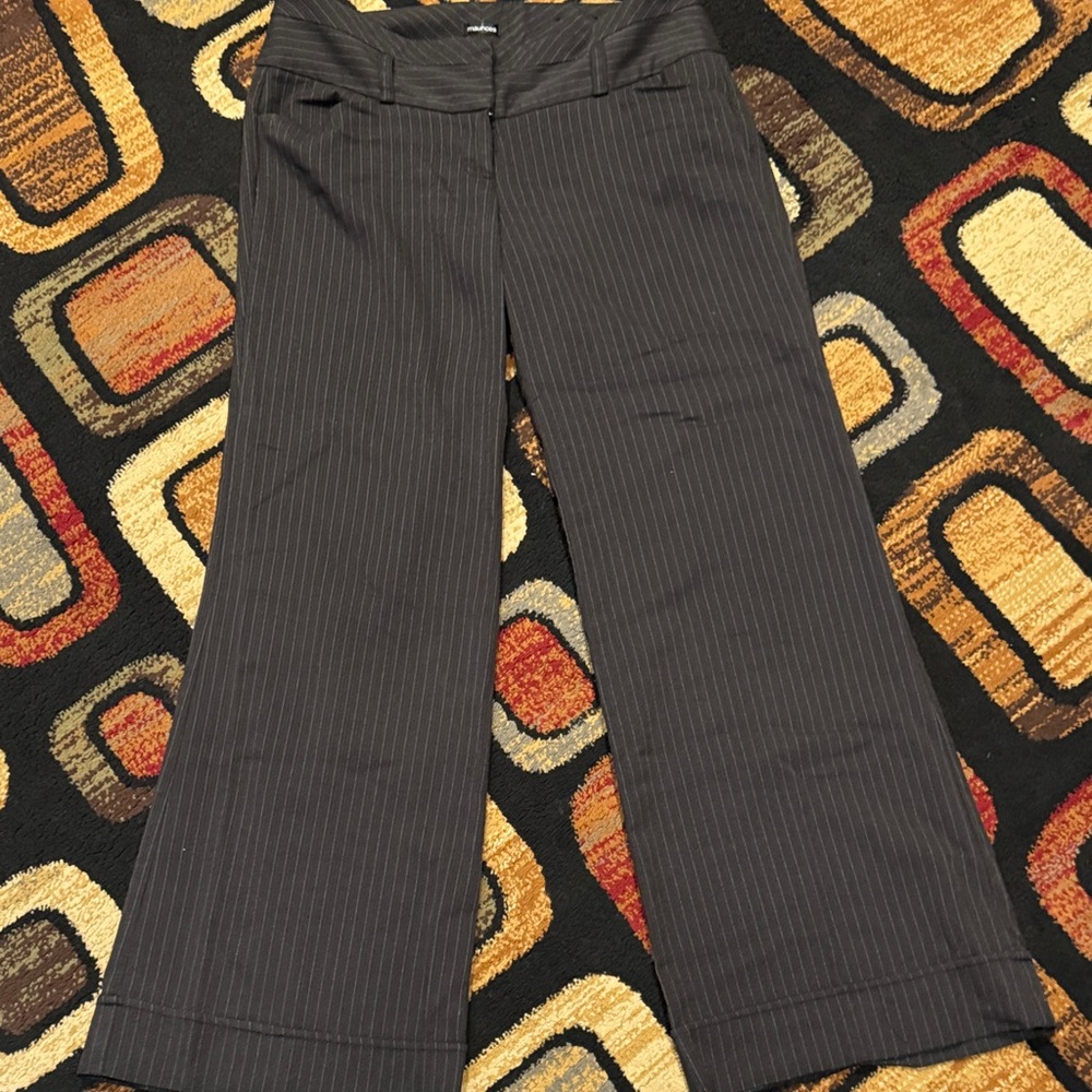 Maurices Charcoal Pinstripe Wide Leg Pants